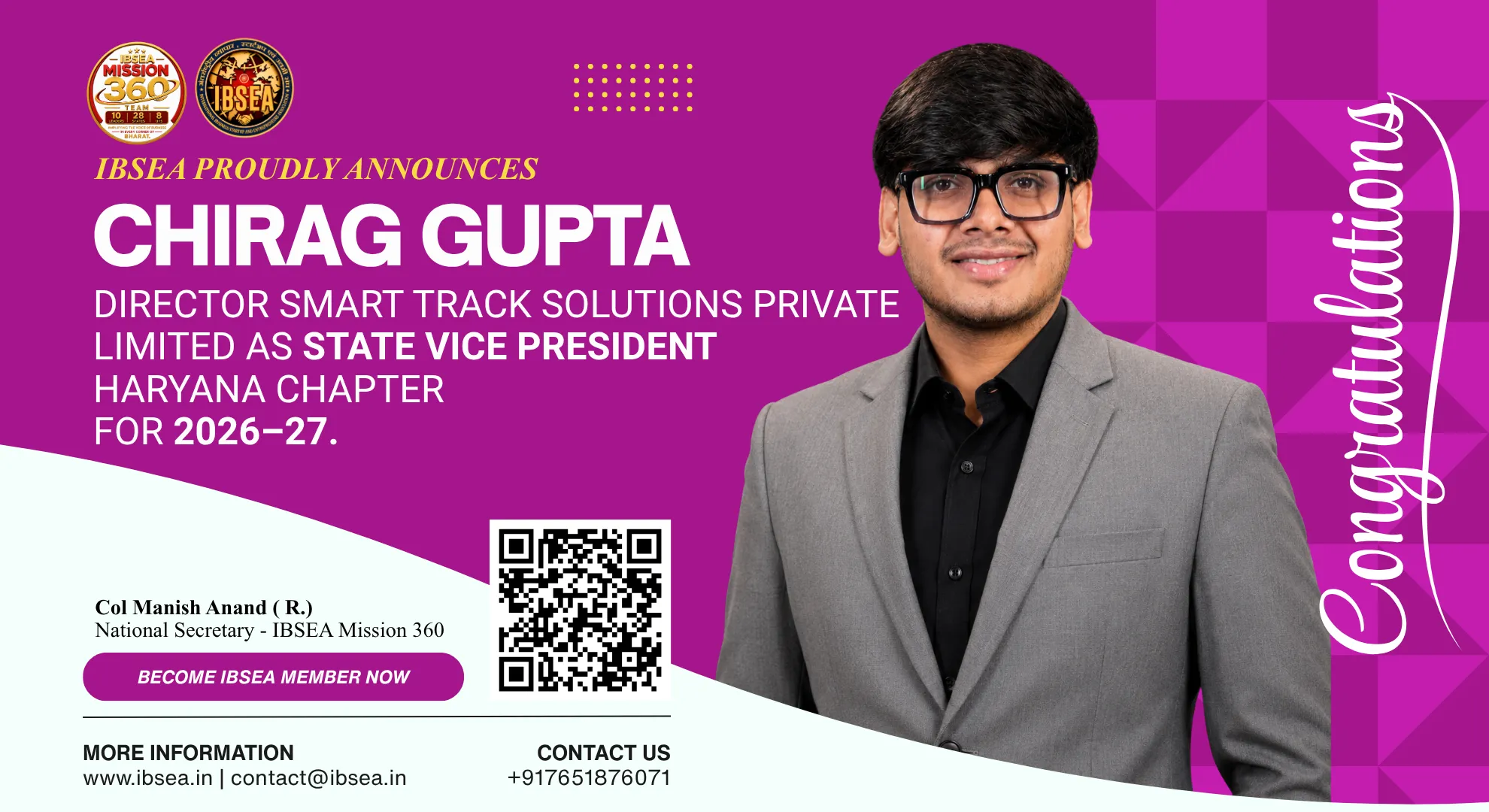 IBSEA Welcomes Chirag Gupta as State Vice President – Haryana | 2026–27